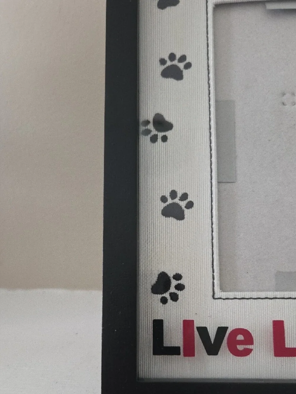 Live Love Lick Pawprint Photo Frame - Black & White with Red Accents